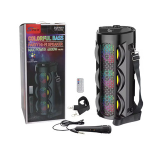 اسپیکر بلوتوثی قابل حمل با میکروفون و کنترول و بند حمل کننده ZQS 4303 - موبو سنتر