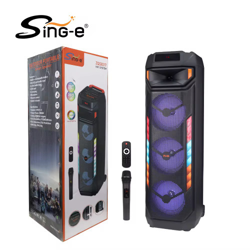 اسپیکر بلوتوثی ایستاده ZQS-8317 سه باند ۸ اینچ با نورپردازی RGB - موبو سنتر